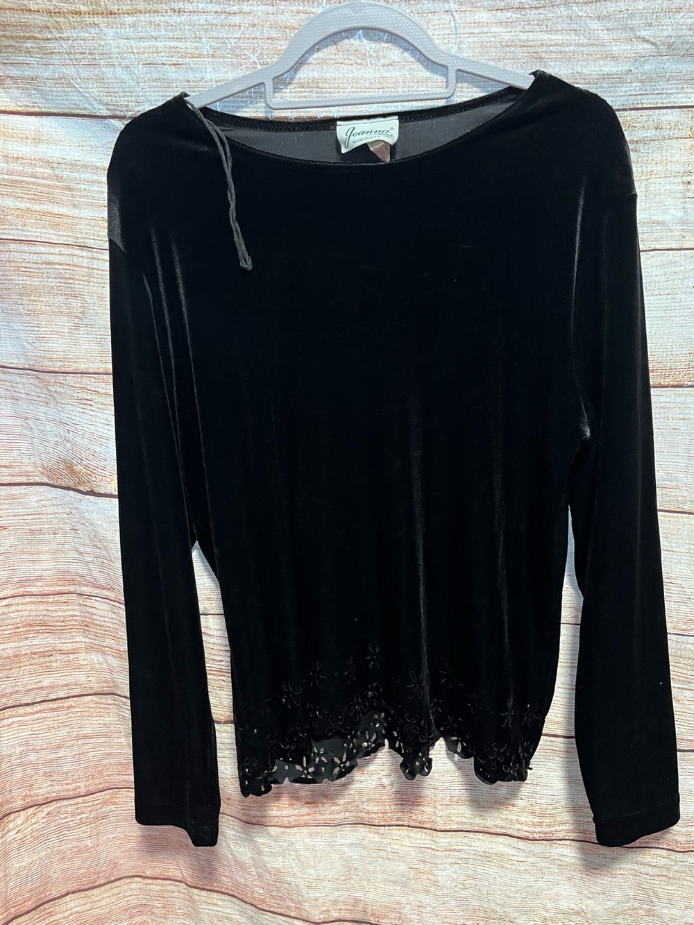 Black velour blouse with fancy bottom-Ladies XL